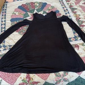Black cold shoulder skater dress